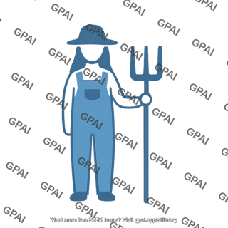 Farmer standing with pitchfork long hair symbol