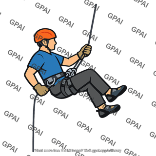Rock climber rappelling