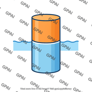 Upright cylinder float partially submerged