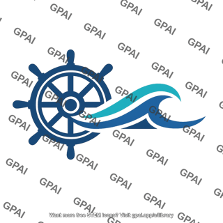 Ship wheel and wave