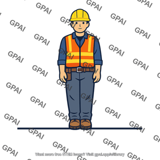 Construction worker standing perpendicular to beam