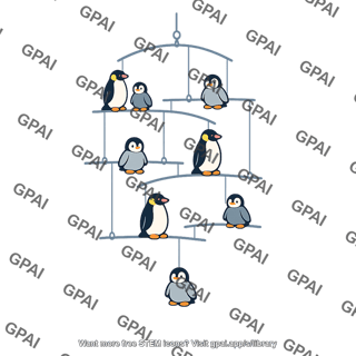 Mobile of toy penguins