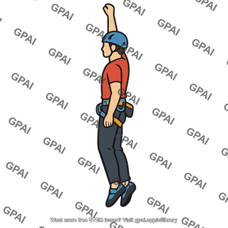 Climber hanging side view