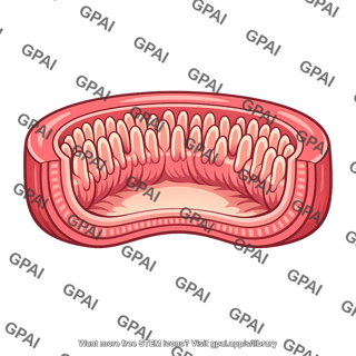 Intestine cutaway with villi