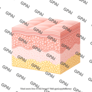 Skin epithelium 3d with epidermis and hypodermis cells