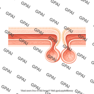 Colon walls longitudinal cross section diverticula with vessels