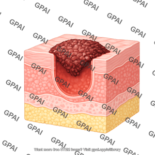 Skin epithelium wound with scab