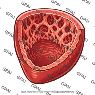 Ventricle trabeculated cutaway