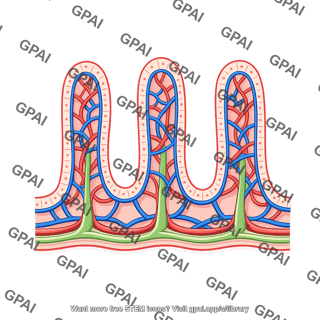 Intestinal villus vasculature increased
