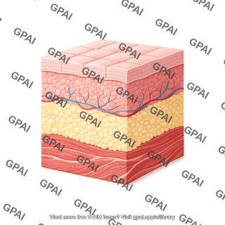Skin tissue cube with muscle
