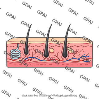 Skin cross section with appendages