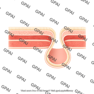 Colon walls longitudinal cross section diverticula