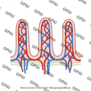 Intestinal villus vasculature capillaries