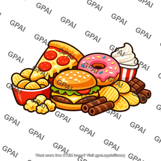 Binge eating food pile