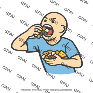 Person binge eating