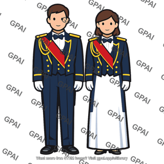 Couple in ceremonial uniforms
