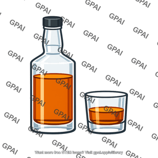 Alcohol bottle and glass