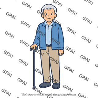 Older adult with cane