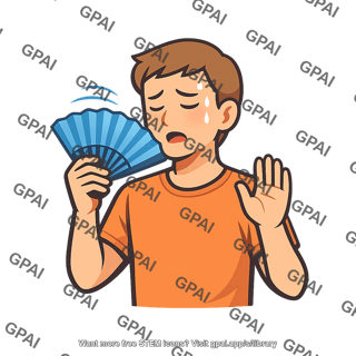 Person fanning self