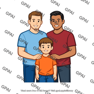 Gay male couple with child
