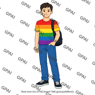 Youth in rainbow shirt