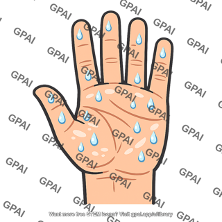 Human palm sweaty
