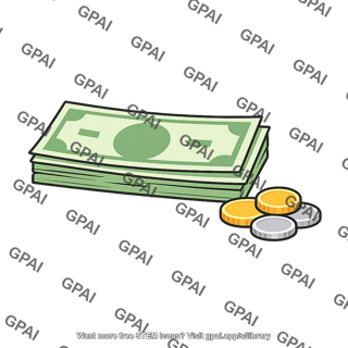 Money stack and coins