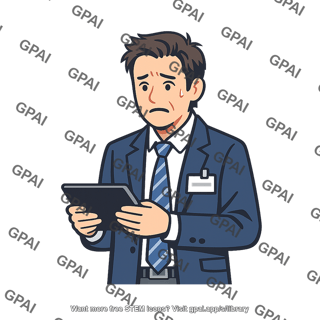Worried businessman with tablet