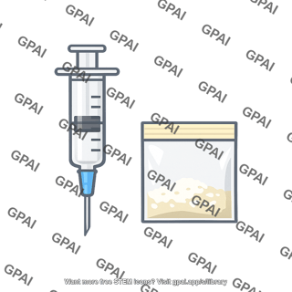Heroin packet and syringe