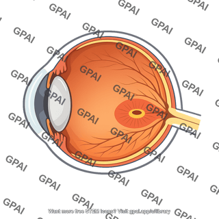 Fovea in eyeball cutaway