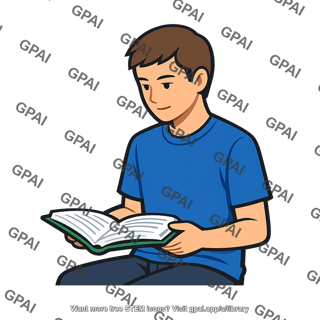 Student reading textbook