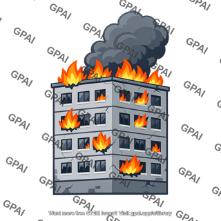 Burning building