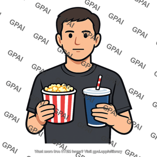Man with movie snacks