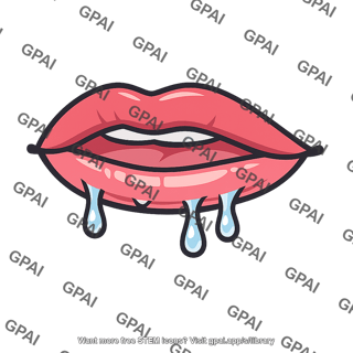 Mouth with saliva droplets